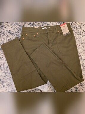 Levis Boyfriend Fit Womans Olive Denim Stretch Jeans